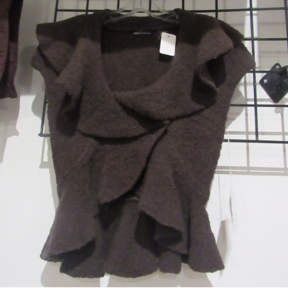 Moda International Ruffle Jacket Moda International | Jackets & Coats | Dark Coffee Ruffled Vest | Poshmark